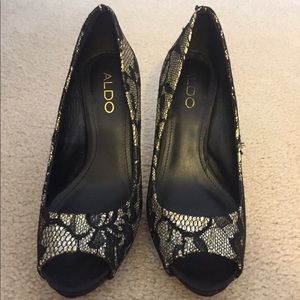 Aldo black and silver sparkly heels